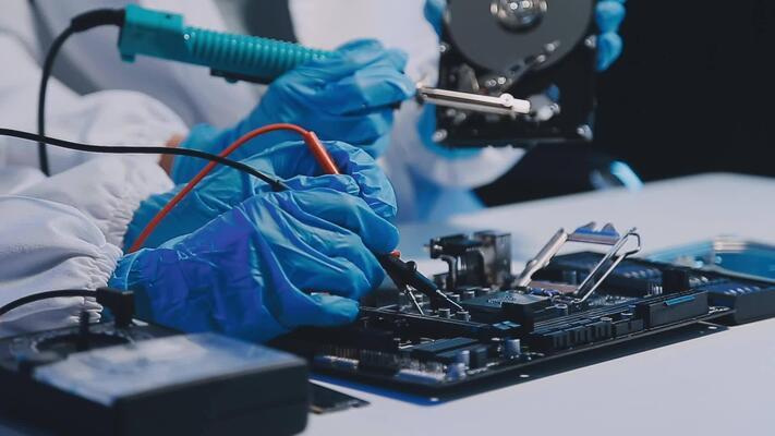 Technician refurbishing a computer